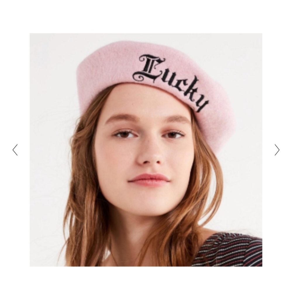 Urban Outfitters Pink lucky beret